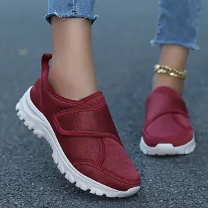 Women'S Breathable Running Shoes - Lightweight Gym Sneakers with Cushioned EVA Sole, Lace-Up Closure for Walking, Jogging, Everyday - All-Season Workout Shoes in Burgundy/Red - Non-Slip Traction Outdoors & Casual Attire, Jogging Footwear