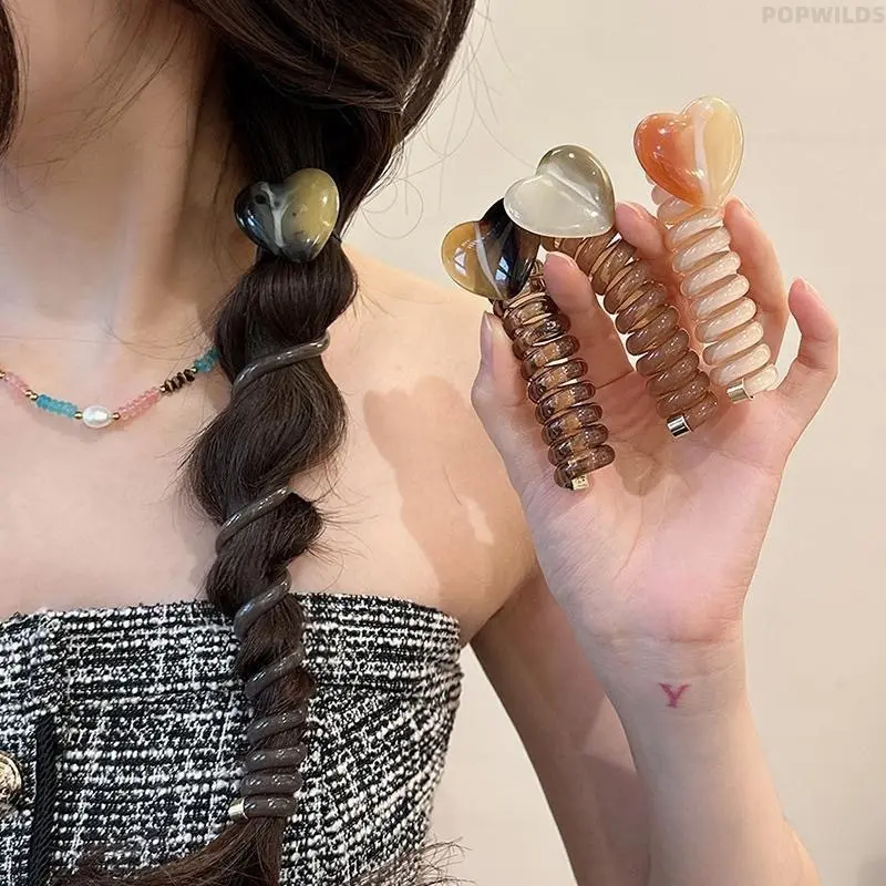Minimalist Bubble Braid Hair Tie for Women, 2026 New High-end Heart Telephone Wire Hair Scrunchie, Ponytail Braiding Hair Accessory Tool