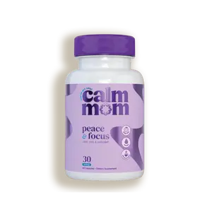 Calm Mom Peace & Focus Supplement - 60 Capsules with Ashwagandha L-Theanine GABA Gingko Biloba Lion's Mane & Magnesium for Balanced Mood & Mental Clarity