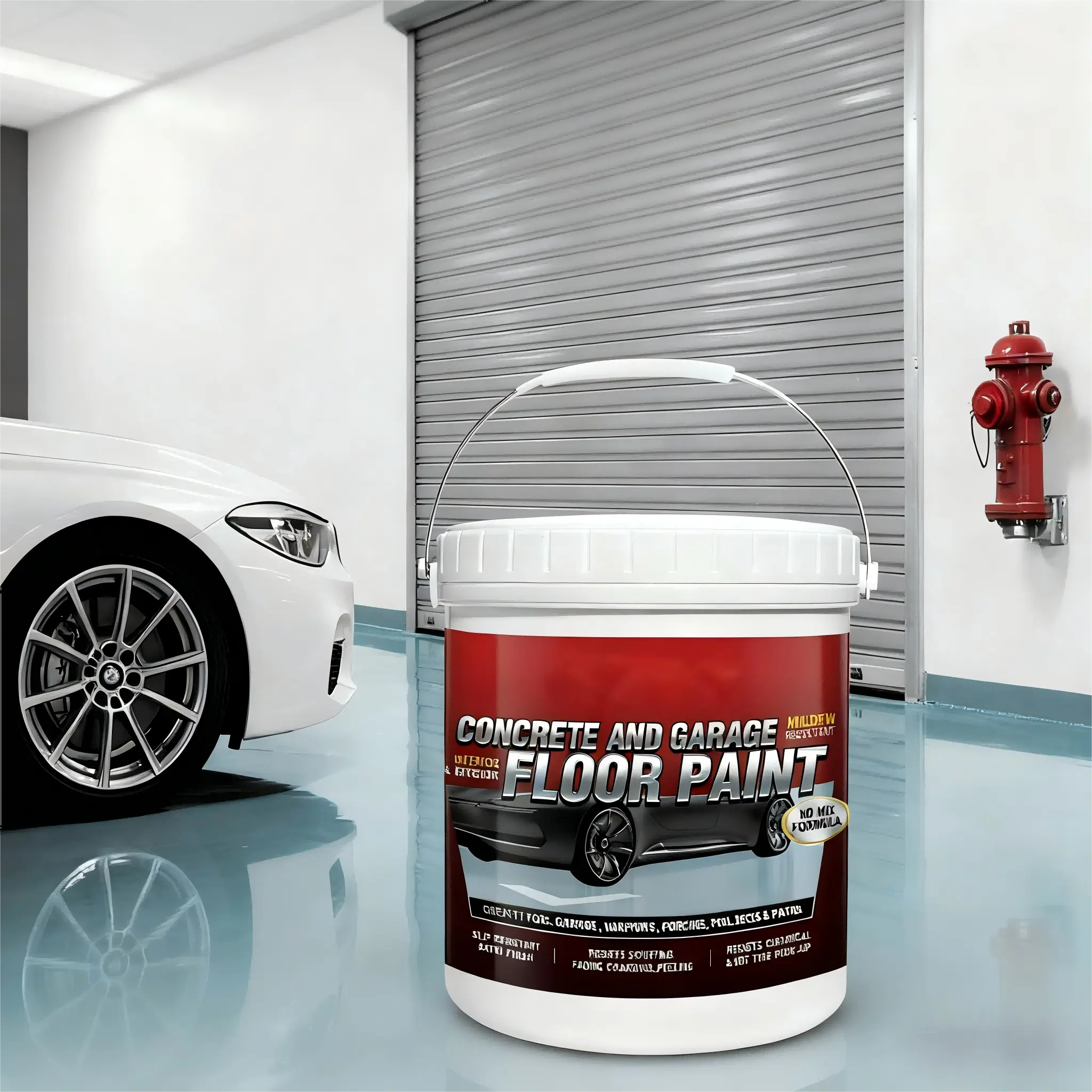 Professional Epoxy Floor Coating Kit (1 gallon) - Light Blue Cement Floor Coating, suitable for home floors and walls, with excellent anti-stain performance, ideal for garages and basements. Ready to use