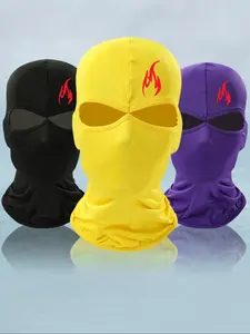 Unisex Fire Print Balaclava Hat, Breathable Comfortable Face Covering Two-hole Mask, Elastic Fabric Balaclava Hat for Outdoor Cycling Sports Ski
