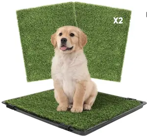 PetloveVibes Upgraded Dog Grass Pad With Tray: Reusable Training Potty with 2-Pack Replaceable Artificial Grass - Quick Absorbent Indoor Patio Portable Washable Pee Pad For Small Medium To Large Dog, 22"x18"