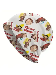 BIIHUDU Curious Monkey Beanie Hat - Funny Costume Party, Casual Outfits - Soft Stretchy Knit Cap for Men & Women - Unisex Winter Beanie with Monkey Design - Novelty Gift Idea, Monkey Gifts, Party Accessory, Playful Fashion, Comfortable Headgear