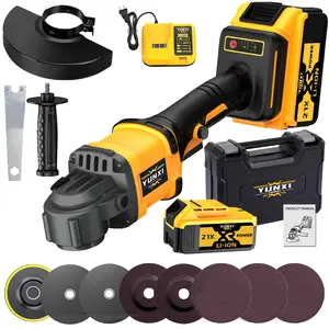 YUNXI Brushless Motor Cordless Tool with 21V Battery & Accessories No Load Speed 8300-12000 RPM Ideal Gift for Ceramic Tiles Stones Steel Wood Projects Pneumatic Metal Chamfering Tool Brushless Cordless Angle Grinder brushless angle grinder