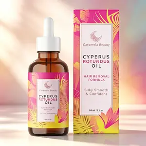 Caramela Beauty 60ml/2oz Cyperus Rotundus Oil, Plant-Based Serum, Mild Natural Hair Inhibitor, Long-Lasting Smooth Skin
