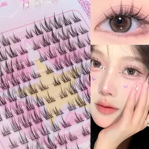 C Curl False Eyelashes 120 Clusters 8-14mm, Sunflower Lashes Natural Fairy Style, Ultra Fine Stem Feathers, DIY Individual Lashes