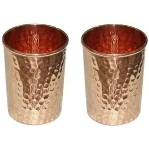 Real Copper Cups - Pure Copper Drinking Mugs, Copper Glasses & Coffee Mugs - Perfect Gifts New Set of 2