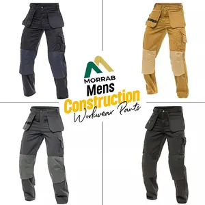 Men's Cargo Work Trousers with Holster Tool Pockets - Heavy Duty Construction Pants - Cordura Reinforced Knee Pad Pockets - Multi-Pocket Utility Workwear