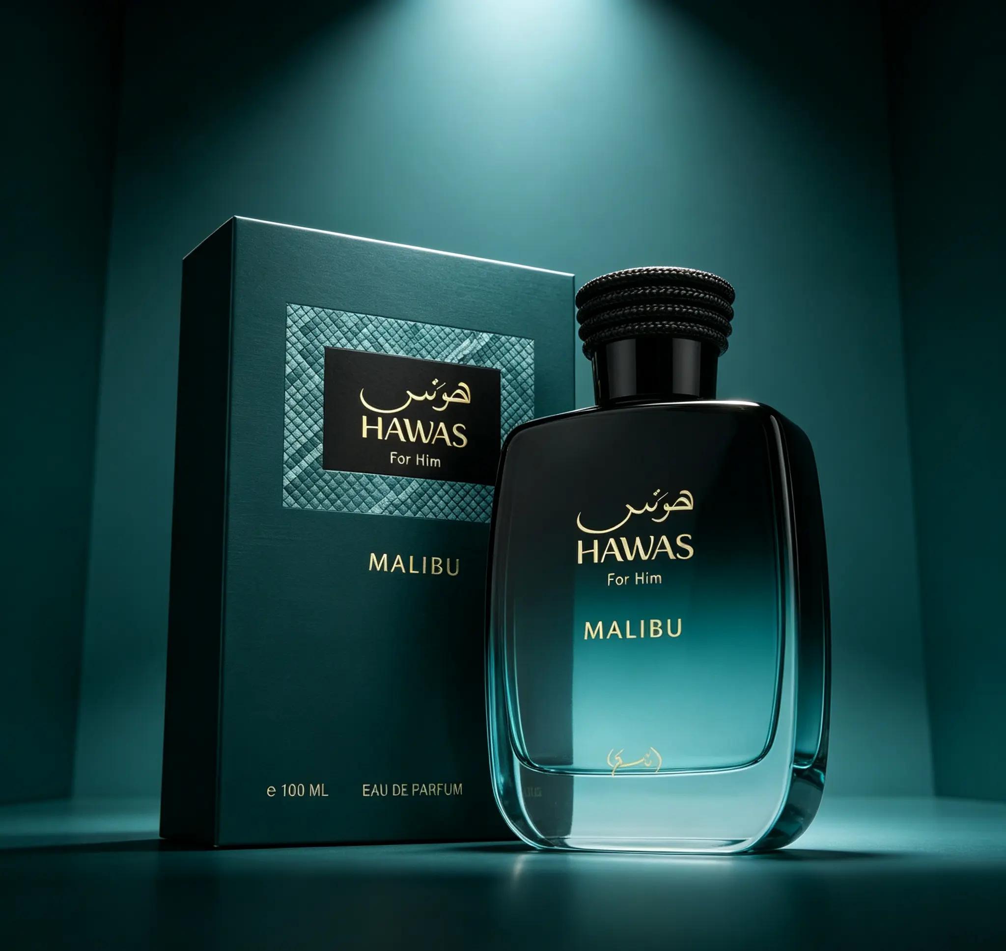 Hawas For Him Malibu Eau de Parfum for Men 3.38 fl oz 100ml Fresh Beachy Masculine Fragrance, Long Lasting Summer Cologne Gift for Him All Daily Occasions