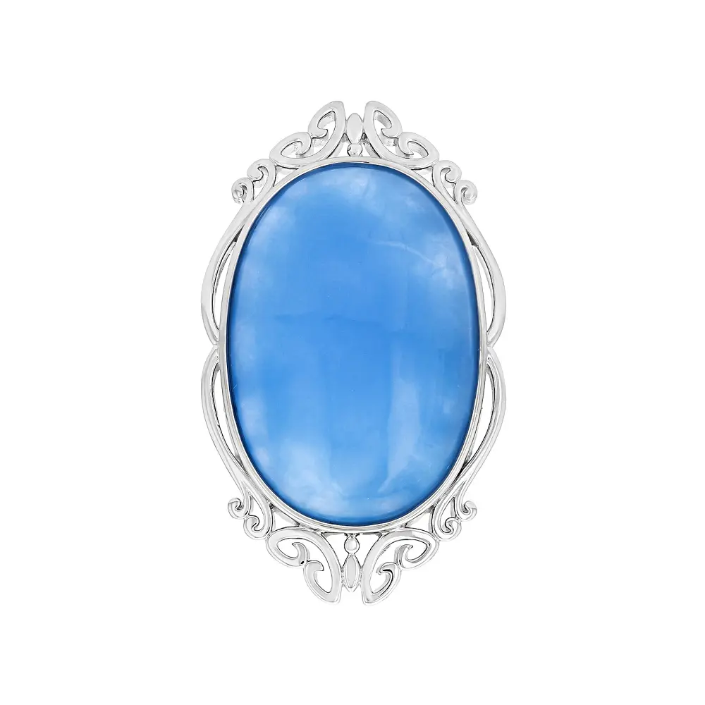 JTV Blue Jadeite Rhodium-Plated Ring, 30x20mm