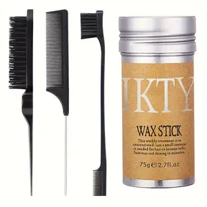 4pcs/Set Hair Wax Stick, Slick Back Hair Brush Set, Long Lasting Hair Wax Stick For Hair, Teasing Brush For Hair Styling, Edge Brush For Tame Frizz For Baby Hair, Rat Tail Combs For Parting