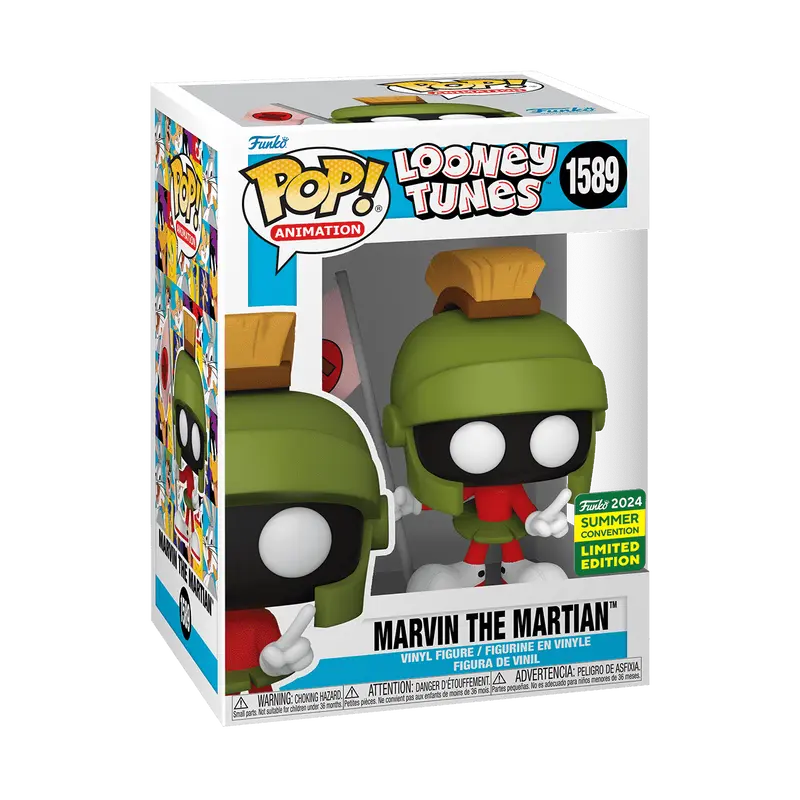 Funko Pop! Looney Tunes - Marvin the Martian with Martian Flag #1589 (2024 Summer Convention) Exclusive (Sticker may vary) Collectible Pop Vinyl Figure