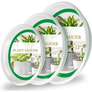 9 Pack  Saucers (8inch /10inch /12inch) Heavy Sturdy  Trays for Indoor Clear Plastic Flower Pot Saucers Thicker  Water Drip Trays for pots -Clear