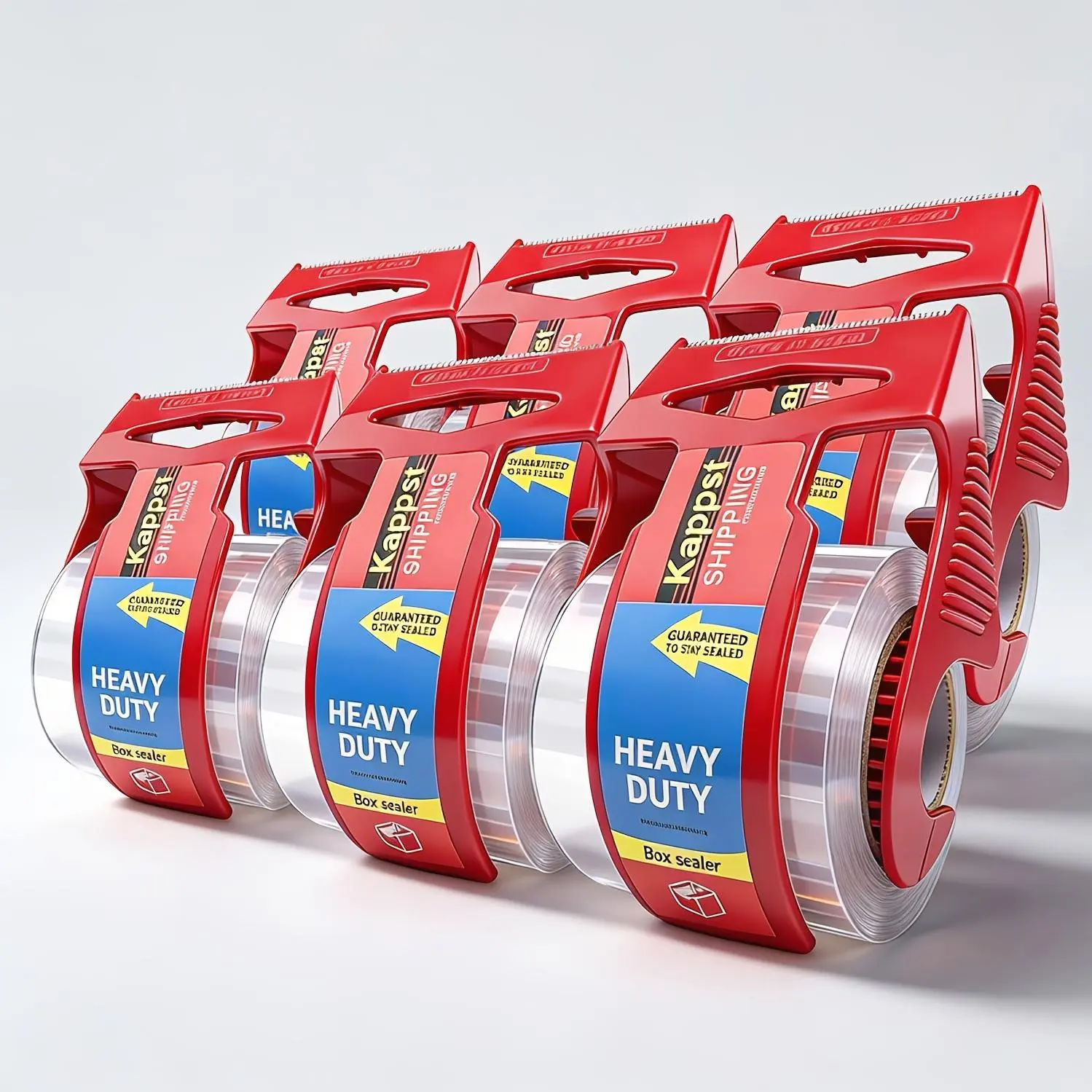 3-Roll Heavy-Duty PVC Packaging Tape, 2.7x3.9 in, Silent Operation, Strong Adhesive Tape - Suitable For Transportation, Packaging