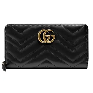 Gucci GG Marmont Quilted Leatherette Long Zip Wallet for Women in Black