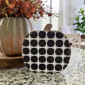Black & White Polka Dot Wooden Pumpkin Sitter