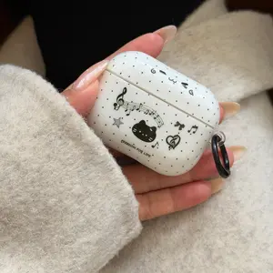 Polka Dot Note Cat Earphone Case for Apple AirPods Pro 3/2/4, Fashionable Women's Simple Design, Stylish Headphone Cover, Headphone Accessories