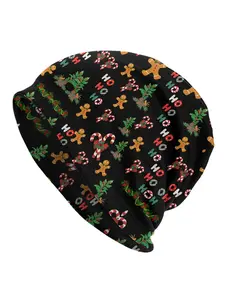 1 PC Skullies Beanies Caps Merry Christmas Wishes Pattern CUTE GINGERBREAD Thin Hat Autumn Spring Bonnet Hats Men Women's Street Ski Cap