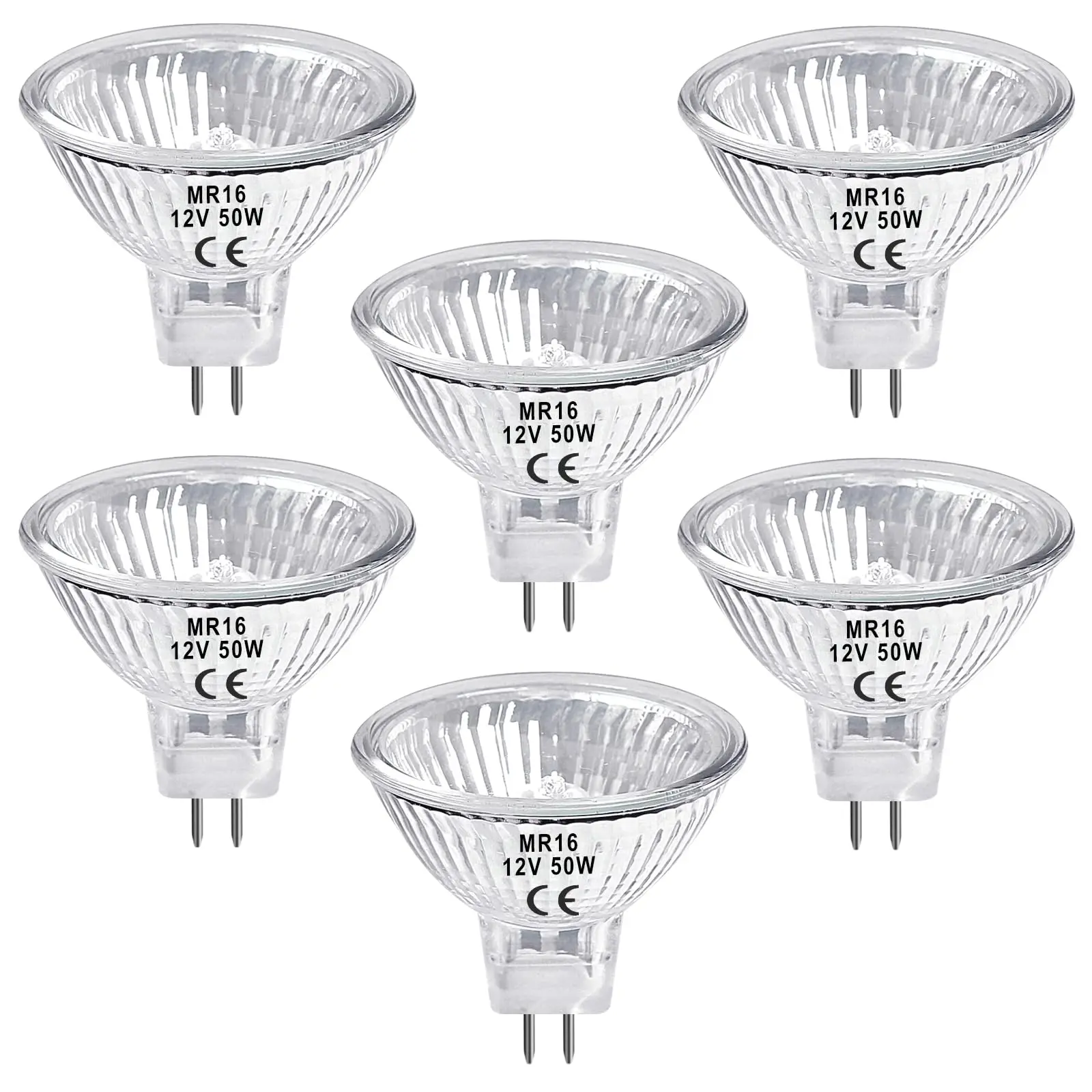 Gu5.3 Halogen Bulbs,mr16 12v 50w Halogen Bulb,Dimmable 2700K Warm White Light Bulbs (6 Pack) Dimmer Switches Hallway
