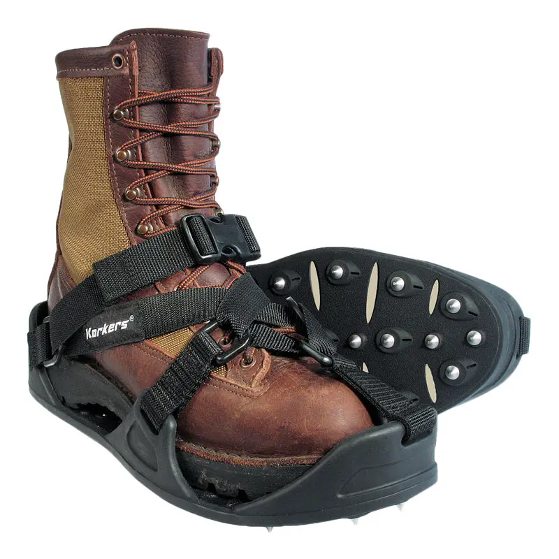 Korkers Work-Trax Sharp Spikes Sandal with Permanent Spikes for Sure-Footed Traction Ideal for Shake Roofs Men's US 7.5-15 Durable Secure Fit