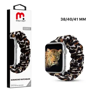 MyBat Pro Scrunchie Watchband for Apple Watch 38mm 40mm 41mm Leopard Print Elastic Band Comfortable Fit Stylish Accessory