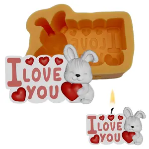 “I Love You” Bunny Silicone Mold – Valentine Romantic Candle Mold