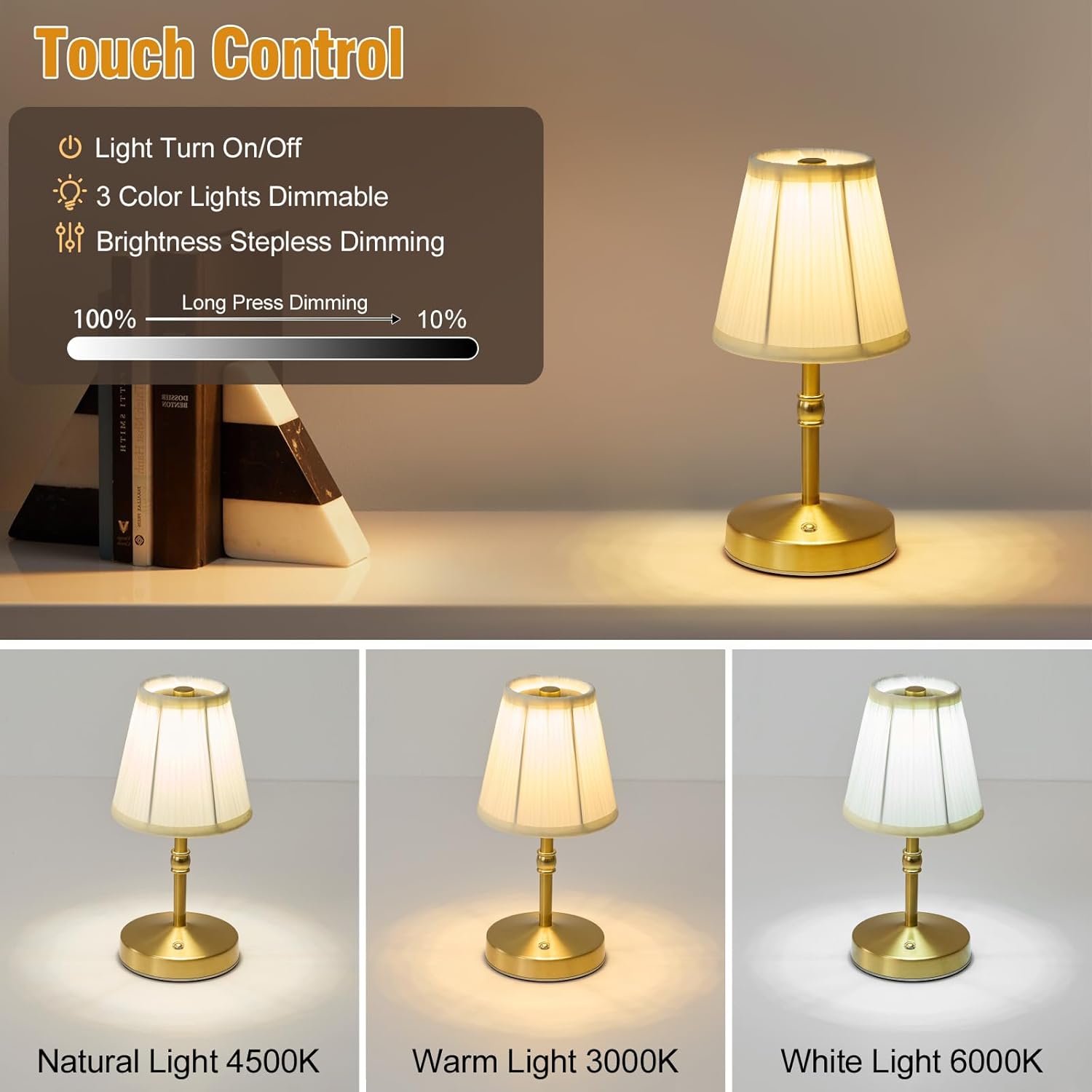 Mini Cordless Table Lamp   Dimmable   Rechargeable Aesthetic  lights for bedroom Kitchen Counter, Bar, Restaurant