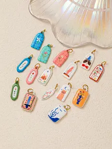 1PC Bohemian-style hand-painted illustration pendant necklace, featuring enamel accessories in the shapes of oceans, with an adjustable stainless steel chain. The vibrant colors won't fade, making it perfect for  everyday wear, perfect for layering