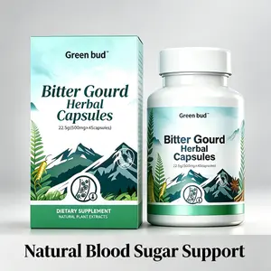 Green Bud Bitter Gourd Edible Healthcare Dietary Supplement Capsules Infused with Bitter Gourd, Cinnamon, Ginseng & Mulberry Leaf Extract Natural Daily Blood Sugar Balance Support Herbal Pills
