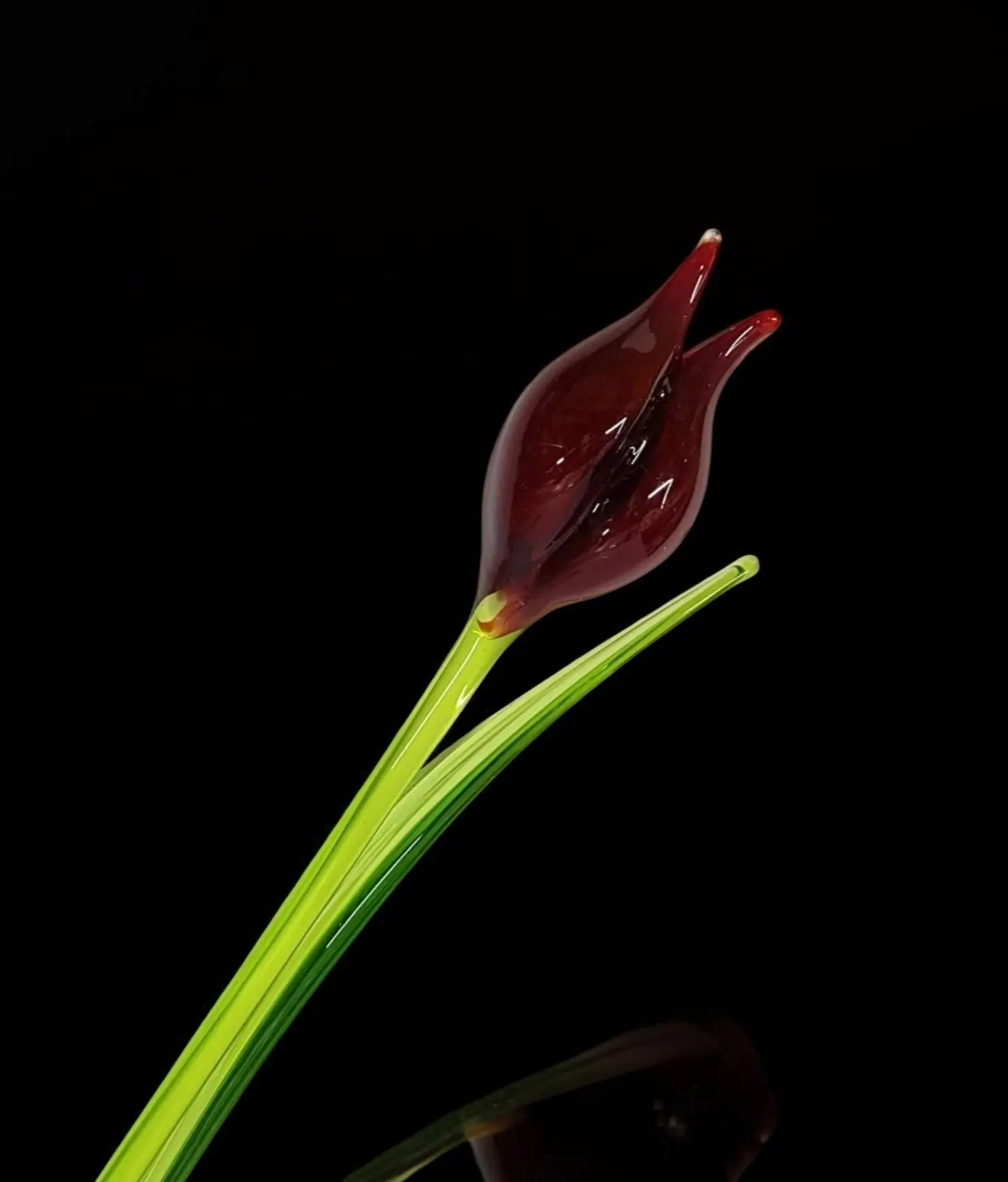 Red Glass Tulip, Handcrafted Glass Flower, Hand Made In Ukraine Using Murano Quality Glass, Great Gift For Flower Lovers, 12 Inch Tulip