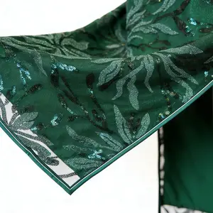 Dark Green Sequin Handmade Frog Button Modern Qipao