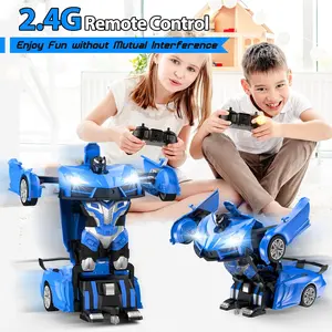 Transforming Rc Cars Toys for Boys 4-7 8-12 2.4Ghz Remote Control Car Transform Robot 1:18 Scale One-Button Deformation 360° Rotation Car Toy