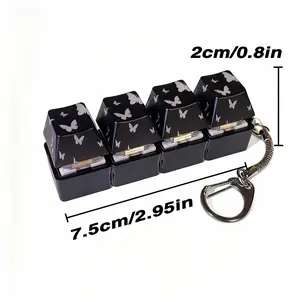 Stress-relieving butterfly pattern toy mechanical keyboard,with LED lights on butterfly pattern crystal keycaps,keyboard fidget for ADHD, autism fidgets,anxiety fidgets,stress relief keychain,fun pendant for boys and girls,portable anxiety relief toy