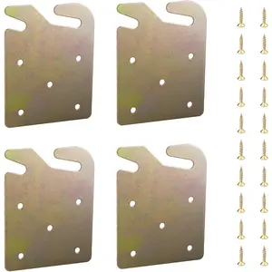 Bed Frame Brackets 4PCS Wood Bed Frame Hardware Universal Replacement Parts Rail Hook Plates for Headboard and Footboard