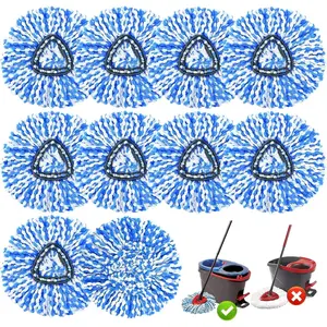 fit 2 Tank System) 10 Pack Mop Replace Heads Compatible with 2-Tank System, Spin Mop Head Replacement, Microfiber Mop Refills for Deep Cleaning, Washable and Reusable Household Items mop and bucket set