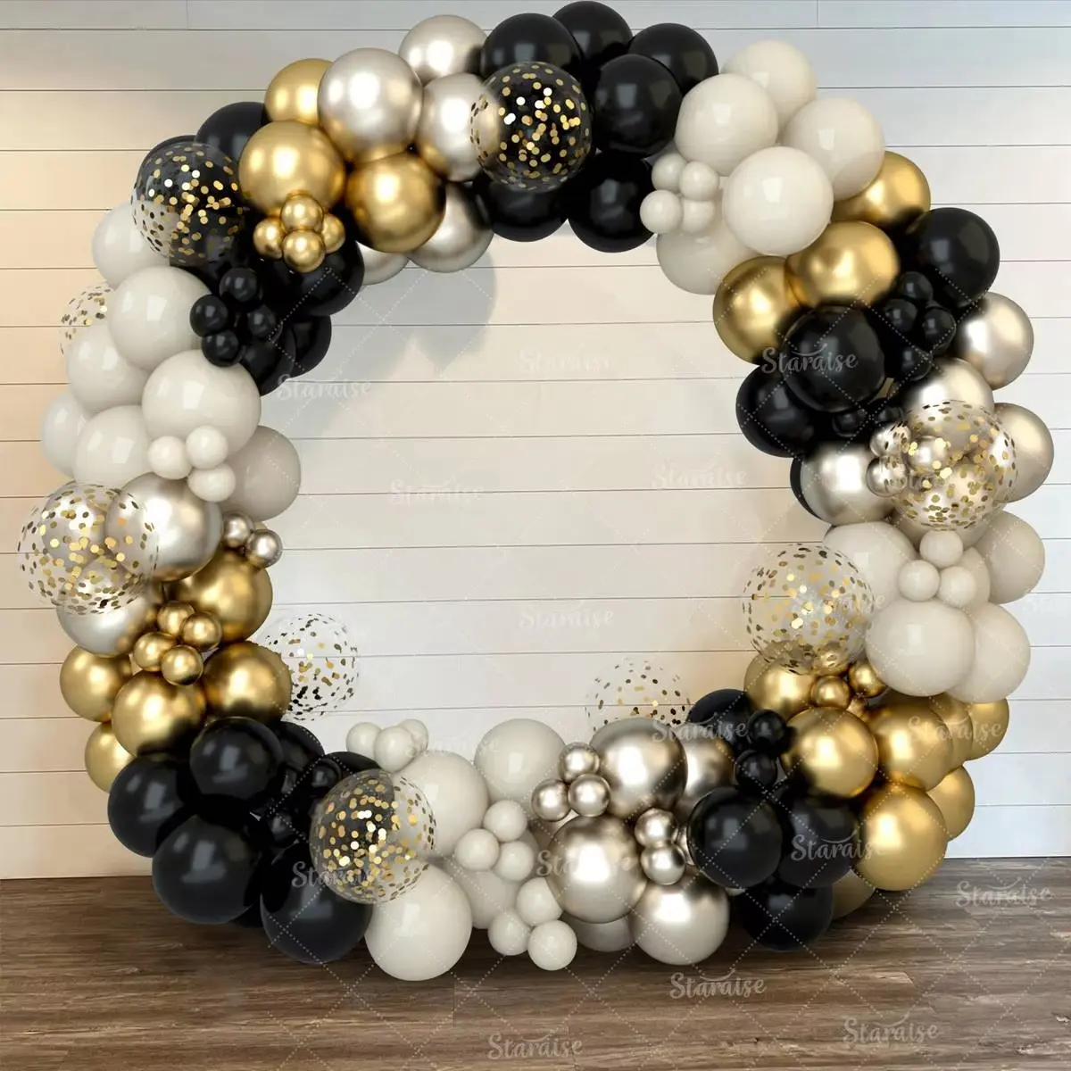 152pcs Black and Gold Decorative Balloons Kit - Metal Gold, Metallic Confetti, Disposable Plastic Festive Pieces for Balloon Arch Backdrop, Weddings, Birthday Celebrations, Decorative Balloons Balloons