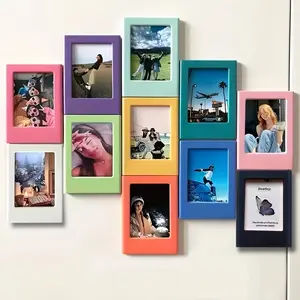 Boho Style 3 Inch Round Plastic Magnetic Photo Frame, For Fujifilm INSTAX Film, Home Decor & Memory Display Gift