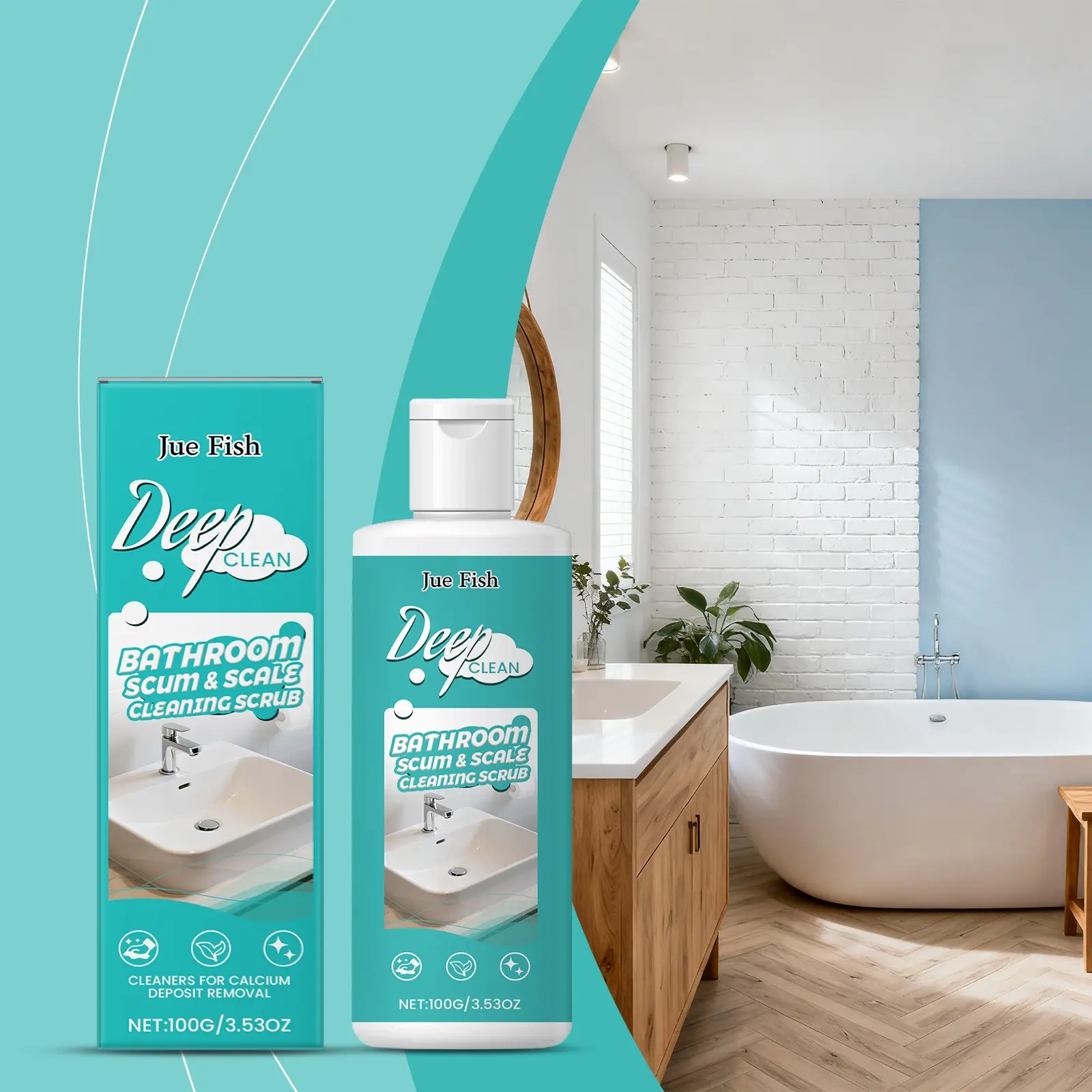 Jue Fish Bathroom Stain Cleaner, Home Toilet Bowl Cleaner, Bathtub Tile Grout Cleaning Agent, Deep Cleansing Solution for Household Use