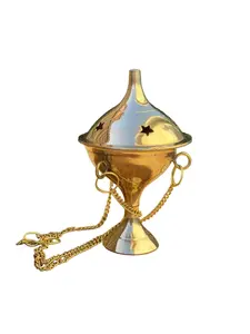 Hanging Brass Charcoal Burner with Stand 3.75"H
