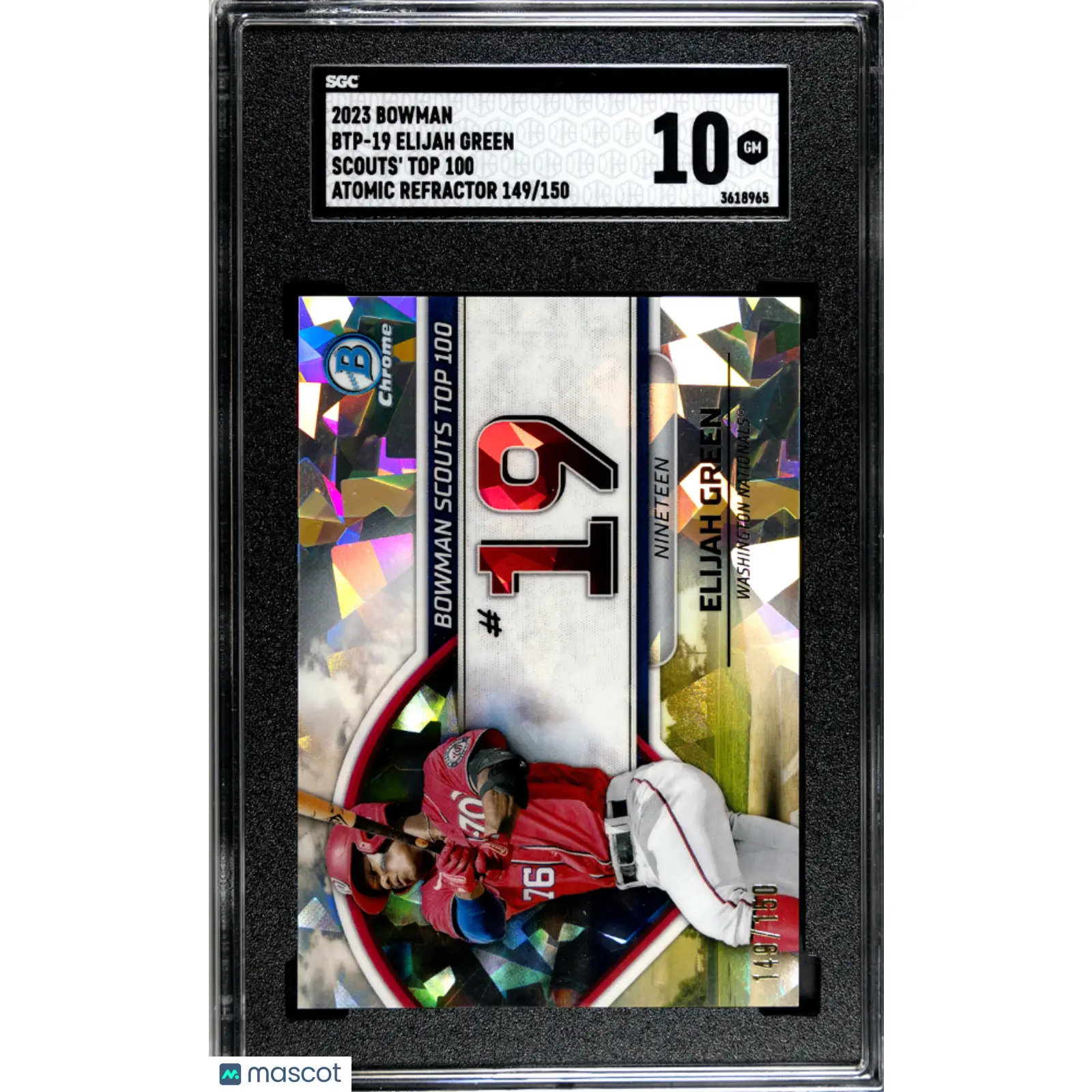 Elijah Green SGC 2023 Bowman #BTP 19 Scouts' Top 100, Atomic Refractor 149/150