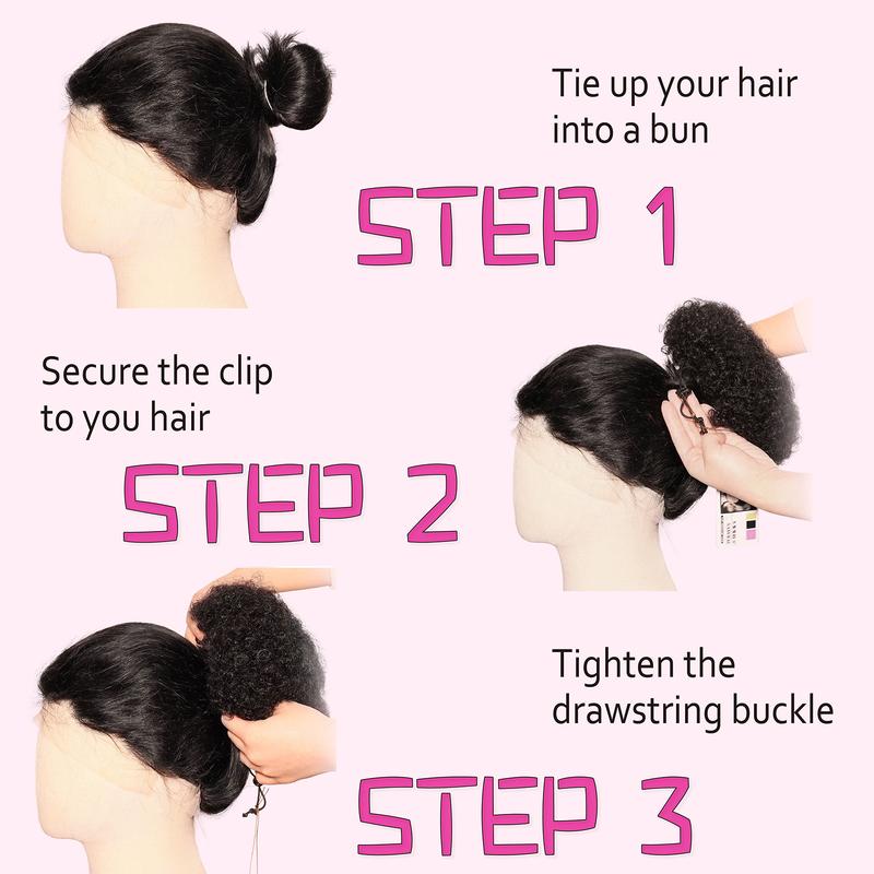 Black Women’s Go-To Afro Puff Ponytail! 6/8 Inch Real Human Hair, Clip-on Drawstring, Durable Natural & Thick Voluminous Look