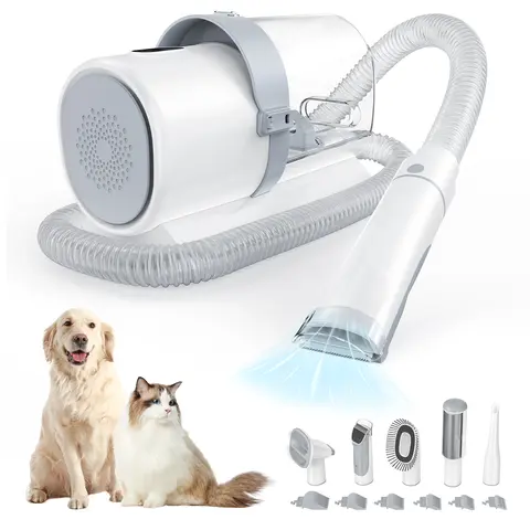 Sweetcrispy Professional Cordless Low-Noise Pet Grooming Vacuum Kit with Quiet 65dB Cut, Dog Clippers, 5 Groomer Tools, 2.5L Grooming Products, Universal Fit for Cats & Dogs