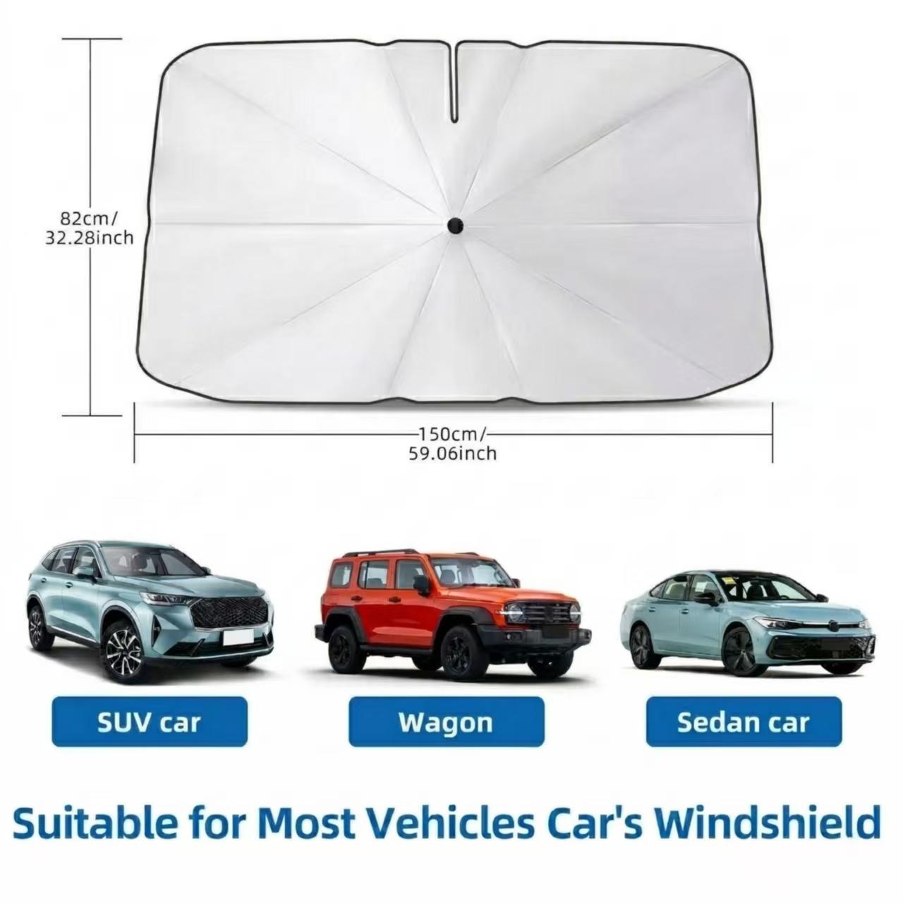 Portable Car Windshield Sunshade, Foldable Windshield Sun Umbrella, Car Exterior Accessories, Car Windshield Cooling Umbrella for Daily