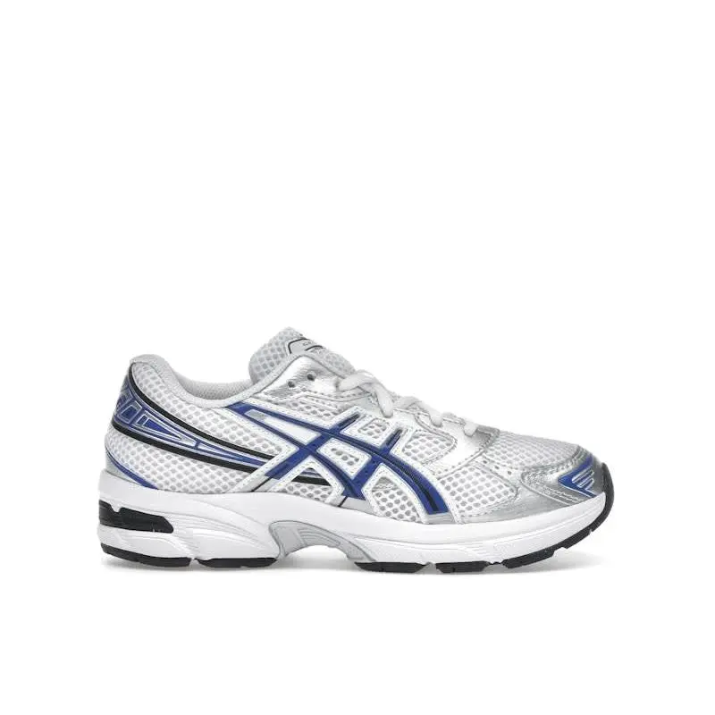 ASICS Gel-1130 White Blue (GS) Sneakers / Grade School Kids’ Running-Inspired Shoes / Low-Top Lace-Up Athletic Footwear / GEL Cushioning Technology / Lightweight Breathable Design / White and Blue Colorway / Durable Rubber Outsole / Youth Casual Sneakers