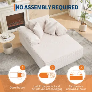 Corduroy Chaise Lounge Chair Indoor, Convertible Sofa Bed, Boneless Lounge Chair Oversized Sleeper Sofa, Cloud Couch Reading Chair for Living Room, No Assembly