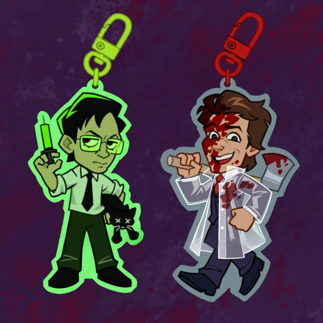 Horror inspired keychains Herbert West & Patrick Bateman Acrylic Keychain, Great For Daily Use Or As Thoughtful Little Gifts For Your Friends And Yourself, Halloween gifts