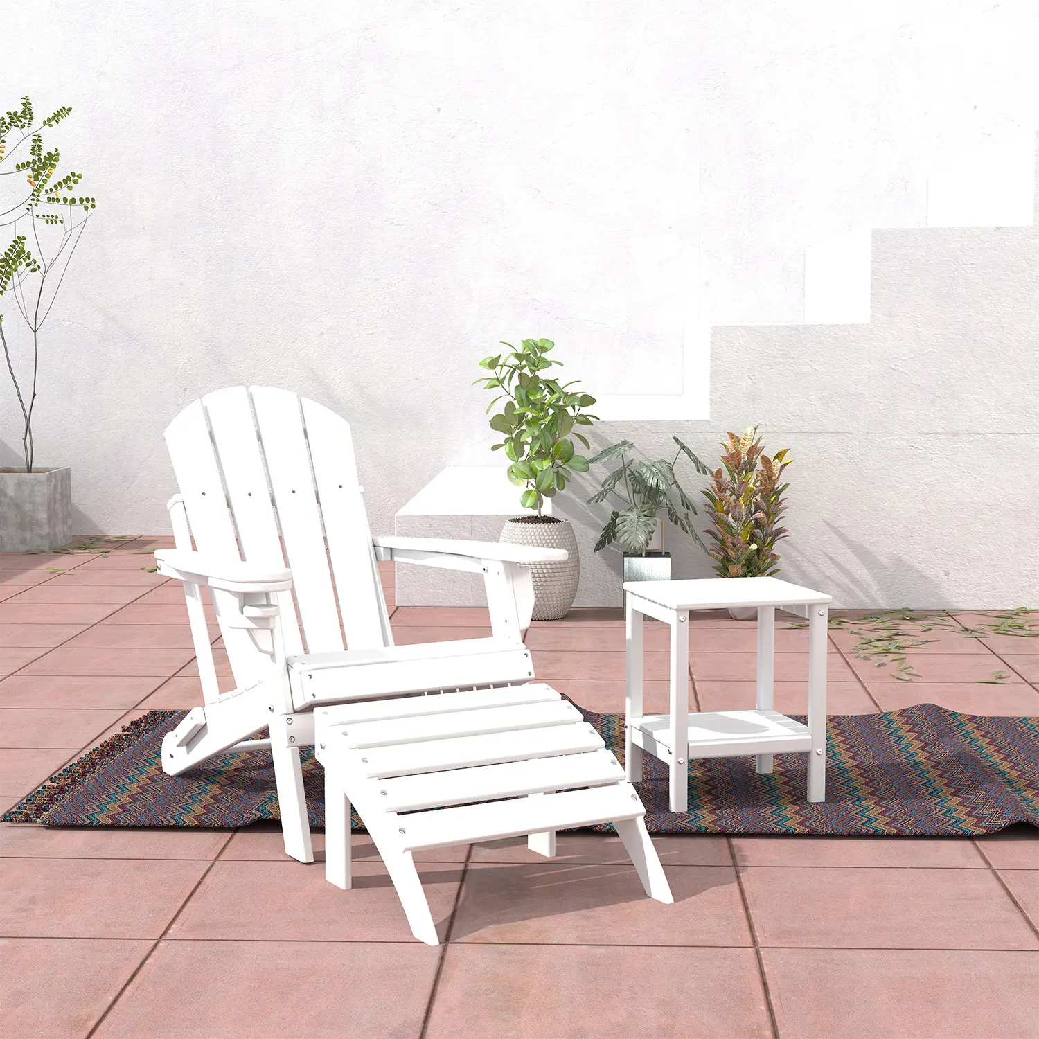 BRIOPAWS Folding Rustic HDPE Adirondack Ottoman, Plastic Waterproof Weather-Resistant Footrest for Balcony, Front Porch, Patio, 19.7W x 18.5L x 13H in