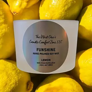 The Wick Chic's Candle Comfort Zone, LLC Scented Soy Wax Candle - Funshine Lemon - Ornaments, Decor