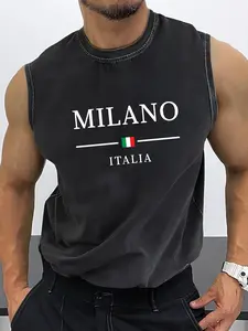 Men's Cotton Sleeveless T-Shirt with Street Art Print, Summer Loose Fit Design with Breathable Fabric, Trendy Casual Wear for Street Style