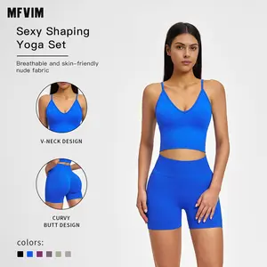 MFVIM Women’s High-Stretch Running Sports Set, Cross-Back Design, Tight Fitness Wear, Seamless Yoga Set